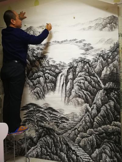 宁建华日记-刚完成的彩墨山水250*190请老师们欣赏指导【图3】