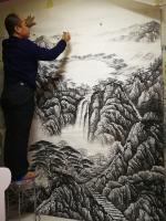 艺术家宁建华日记:刚完成的彩墨山水250*190请老师们欣赏指导【图2】