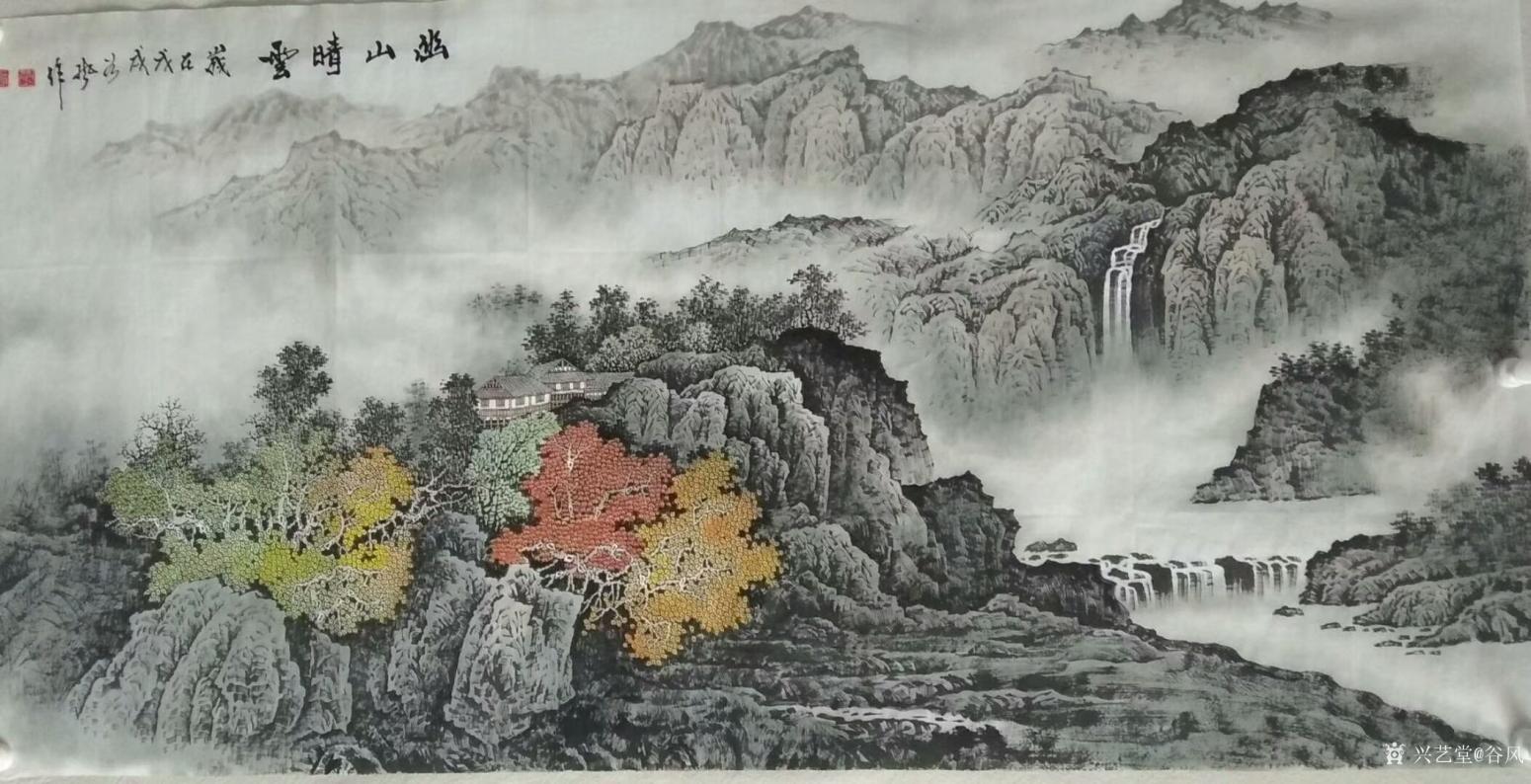 谷风国画作品《幽山晴雪》