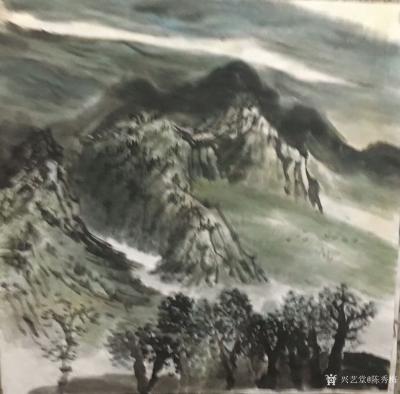 陈秀梅日记-天气不错，晒晒近期画的几幅国画山水四尺斗方作品，还没提拨，先发出来晒晒吧！阳春三【图3】