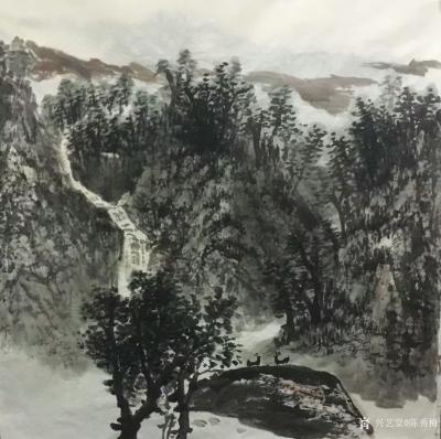 陈秀梅日记-天气不错，晒晒近期画的几幅国画山水四尺斗方作品，还没提拨，先发出来晒晒吧！阳春三【图7】