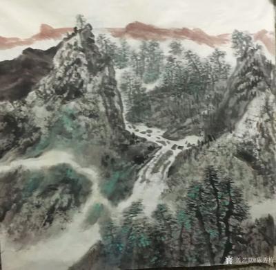 陈秀梅日记-天气不错，晒晒近期画的几幅国画山水四尺斗方作品，还没提拨，先发出来晒晒吧！阳春三【图8】