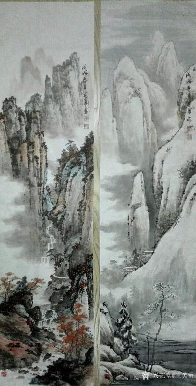 王英勇日记-创作一套春夏秋冬四屏山水填充一下，138×34×4cm，希望大家喜欢。王英勇【图2】