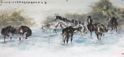 石川日记-国画动物 骏马系列 《清水河》《天上月亮》《马到成功》《群马鸣春》
石川【图3】