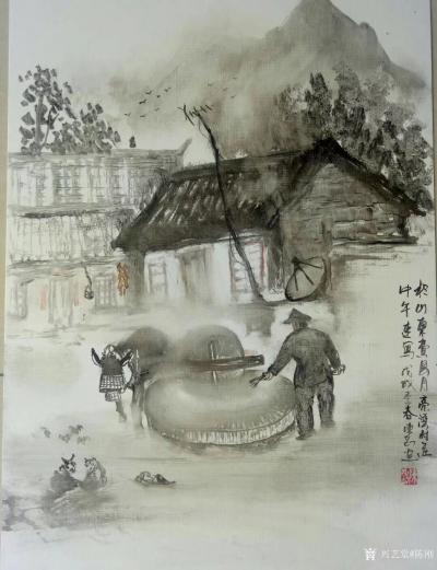 陈刚日记-驱车百里采风忙
路遇农家碾高粱
拿出本来快速写
儿时景色跃纸上。
陈刚 【图1】