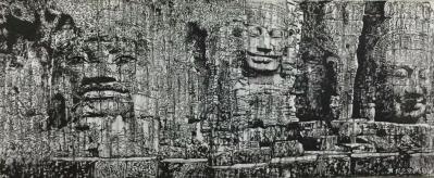 马培童日记-二，柬埔寨吴哥窟写生创作，规格丈二，残缺的吴哥王朝，焦墨用笔，“笔枯求秀，笔渴求【图1】