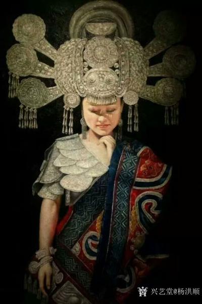 杨洪顺收藏-收藏我画的一个藏家说：顺子，每当工作累了，回到自己的公馆，看了我收藏你的苗女油画【图5】