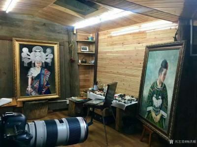 杨洪顺生活-感谢贵阳电视台洪婷婷美女记者一行到西江千户苗寨后粮仓顺子油画工作室做我的个人专访【图4】
