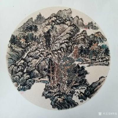 李高日记-最近三张山水斗方团扇，50*50cm
李高【图3】