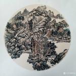 李高日志-最近三张山水斗方团扇，50*50cm
李高【图3】