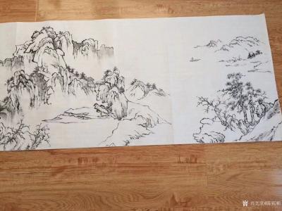 陈锡顺日记-远山连水色，平岸界天痕，德州黄先生嘱作，150公分乘50。陈锡顺【图3】