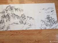 艺术家陈锡顺日记:远山连水色，平岸界天痕，德州黄先生嘱作，150公分乘50。陈【图2】