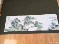 艺术家陈锡顺日记:远山连水色，平岸界天痕，德州黄先生嘱作，150公分乘50。陈【图3】