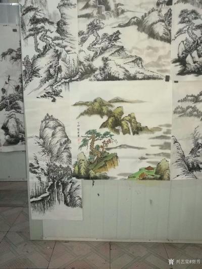 贾芳日记-国画山水作品《寒江垂钓》，尺寸66*66cm。
贾芳【图3】