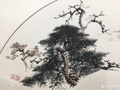 罗树辉日记-新作国画扇面《秋江帆影》，供君欣赏！
罗树辉 创作【图3】