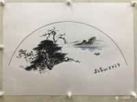 艺术家罗树辉日记:新作国画扇面《秋江帆影》，供君欣赏！
罗树辉 创作【图3】