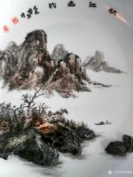 艺术家杨增超日记:奇石瓷画《秋江幽钓》，杨增超【图1】