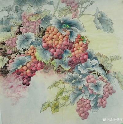 韩梅日记-葡萄熟了。四尺斗方工笔葡萄【图1】