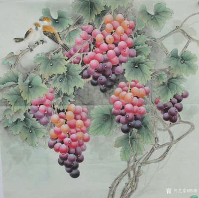 韩梅日记-葡萄熟了。四尺斗方工笔葡萄【图3】