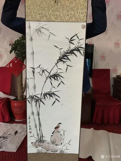 启鹏收藏-国画花鸟画竹系列《竹寿图》，附买家装裱返图，与众老师分享【图2】