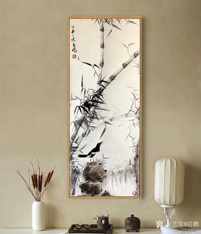 启鹏收藏-国画花鸟画竹系列《竹寿图》，附买家装裱返图，与众老师分享【图4】