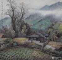 艺术家严巍日记:最近写生原创国画山水画《依山而居》，《茗山下的农家》
严巍【图0】