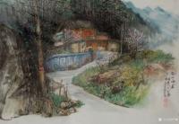 艺术家严巍日记:最近写生原创国画山水画《依山而居》，《茗山下的农家》
严巍【图1】