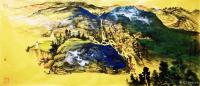 艺术家张近生日记:溪 山 春 晓 图  一一泥金泼彩160cmx70cm。张近【图0】