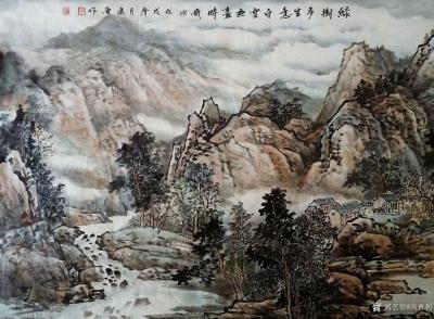 高勇利日记-国画《綠樹多生意，白雲無盡時》
180*68cm
軟片未裝裱
高勇利【图3】