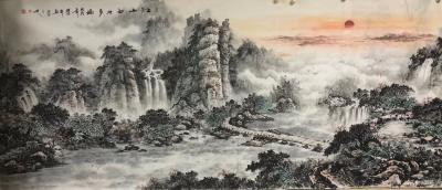 姜进清日记-刚完成的小八尺山水，《江山如此多娇》、《锦绣河山》，姜进清【图1】