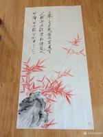 艺术家陈锡顺日记:淡霭轻烟风入际，声相应付气相求，画四尺整纸朱竹。陈锡顺【图0】