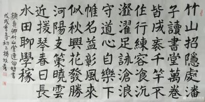 杨牧青日记-款识:颜真卿《竹山堂连句》习书，戊戌季春初上杨牧青。
规格:136cm×68c【图1】