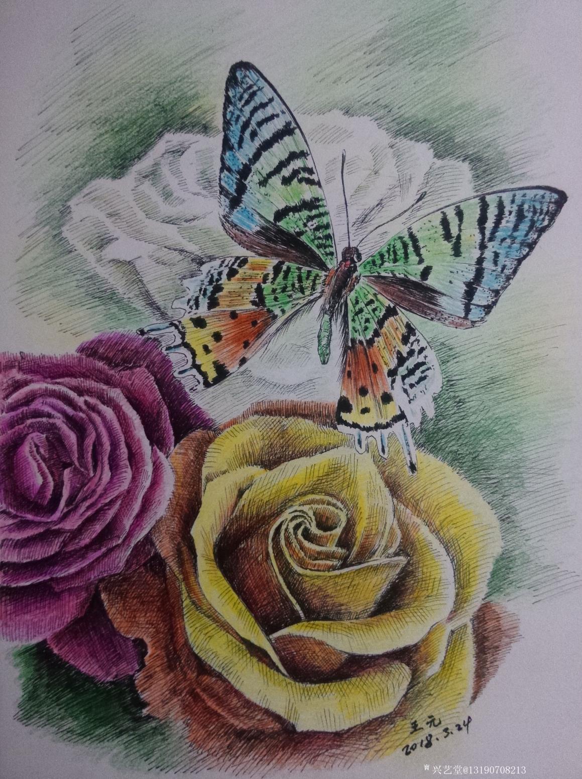 王元国画作品《钢笔画》