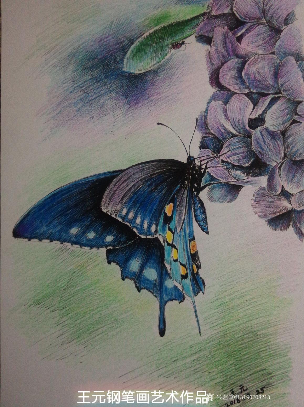 王元国画作品《钢笔画》