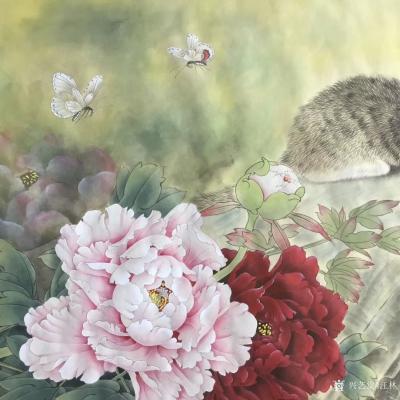 汪林日记-完成作品（赏花观蝶）60x60cm。汪林【图2】