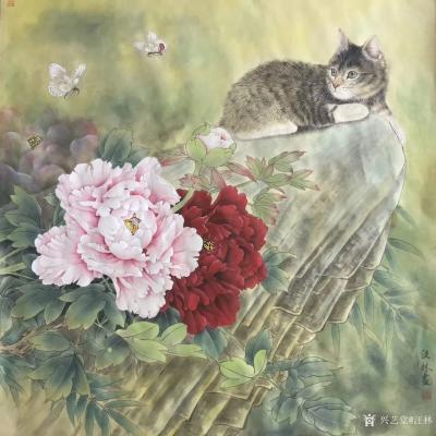 汪林日记-完成作品（赏花观蝶）60x60cm。汪林【图3】