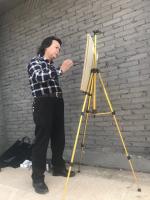 艺术家叶仲桥生活:4月9日，与李照东大师等人一起到天湖写生。
叶仲桥 记【图2】