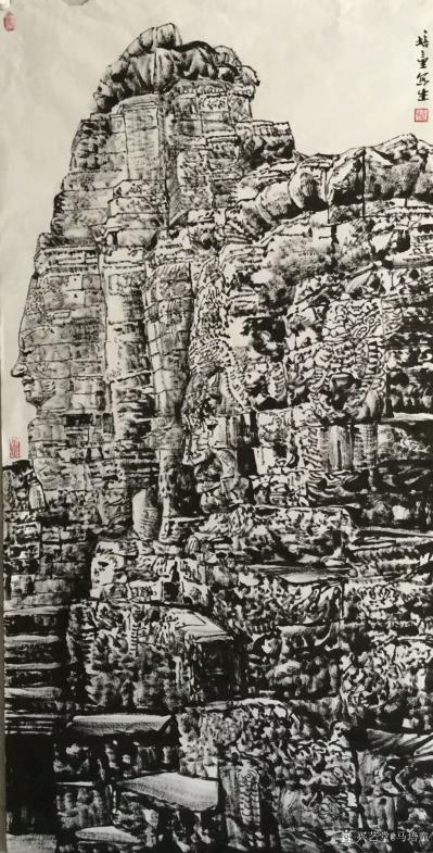 马培童日记-五，突破焦墨画“无人之境”
焦墨画对象往往以山水为主，花鸟少之。民国时期黄宾虹【图4】