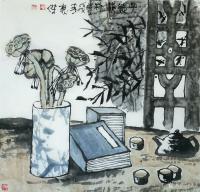 艺术家魏杰日记:为一位德高望重的老师画的二幅画《品茗图》《厚德载物》。
魏【图1】