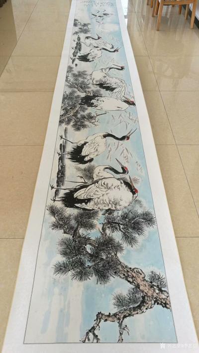 李忠信日记-国画新作《万顷烟波鸥境界，九州风露鹤精神》华表千年鹤一归，凝丹为顶雪为衣。星星仙【图1】