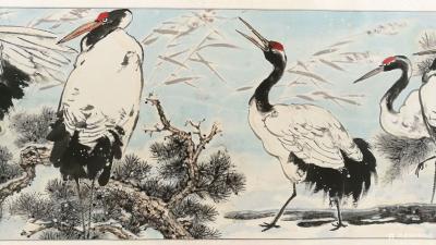 李忠信日记-国画新作《万顷烟波鸥境界，九州风露鹤精神》华表千年鹤一归，凝丹为顶雪为衣。星星仙【图4】