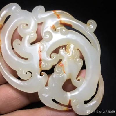 东方古玩城堡收藏-高古老和田玉龙凤玉壁玉佩挂件，细节如图，尺寸9.5×7.0厘米，重49克，有兴趣【图8】