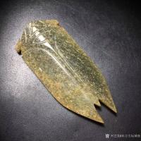 艺术家东方古玩城堡收藏:高古出土老和田玉汉代汉八刀玉蝉手把件，细节如图，尺寸7.0×【图0】