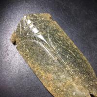 艺术家东方古玩城堡收藏:高古出土老和田玉汉代汉八刀玉蝉手把件，细节如图，尺寸7.0×【图2】