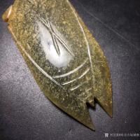 艺术家东方古玩城堡收藏:高古出土老和田玉汉代汉八刀玉蝉手把件，细节如图，尺寸7.0×【图3】