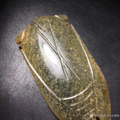 东方古玩城堡收藏-高古出土老和田玉汉代汉八刀玉蝉手把件，细节如图，尺寸7.0×3.2×1.0厘米，【图5】