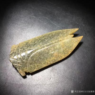 东方古玩城堡收藏-高古出土老和田玉汉代汉八刀玉蝉手把件，细节如图，尺寸7.0×3.2×1.0厘米，【图6】