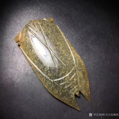 东方古玩城堡收藏-高古出土老和田玉汉代汉八刀玉蝉手把件，细节如图，尺寸7.0×3.2×1.0厘米，【图8】