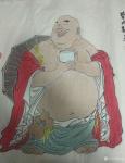谷风日志-国画人物佛画系列《初祖参禅》《笑口常开》《皆大欢喜》《欢喜自【图2】