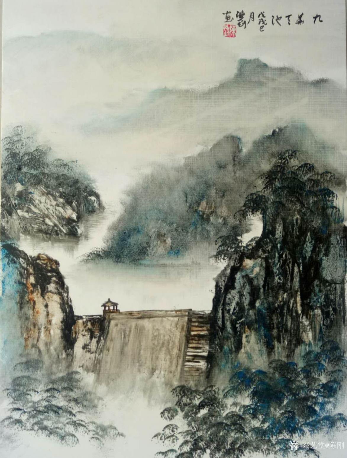 陈刚国画作品《九华天池》
